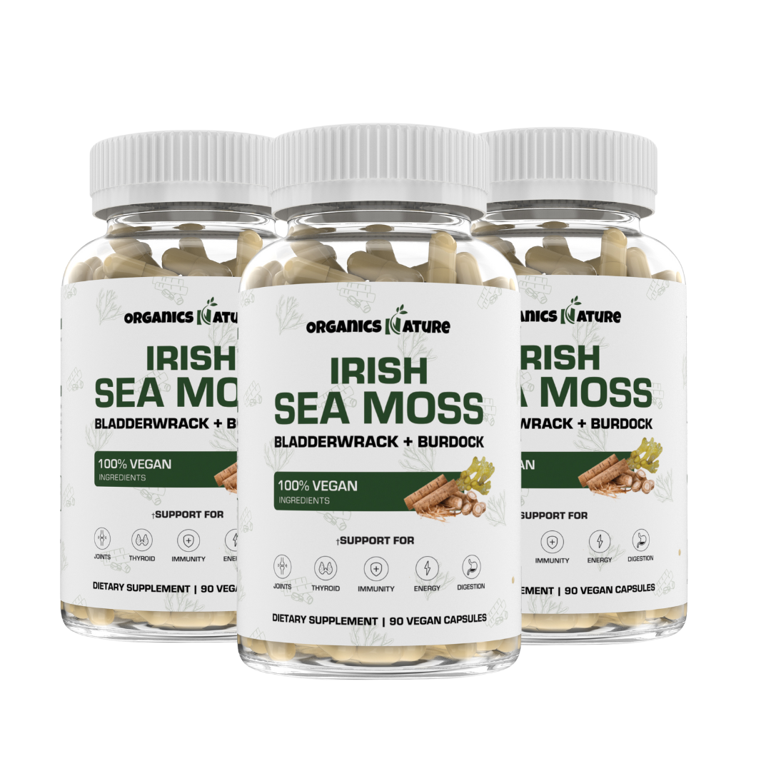 Sea Moss Capsules with Bladderwrack & Burdock 3 Bottles Organics Nature