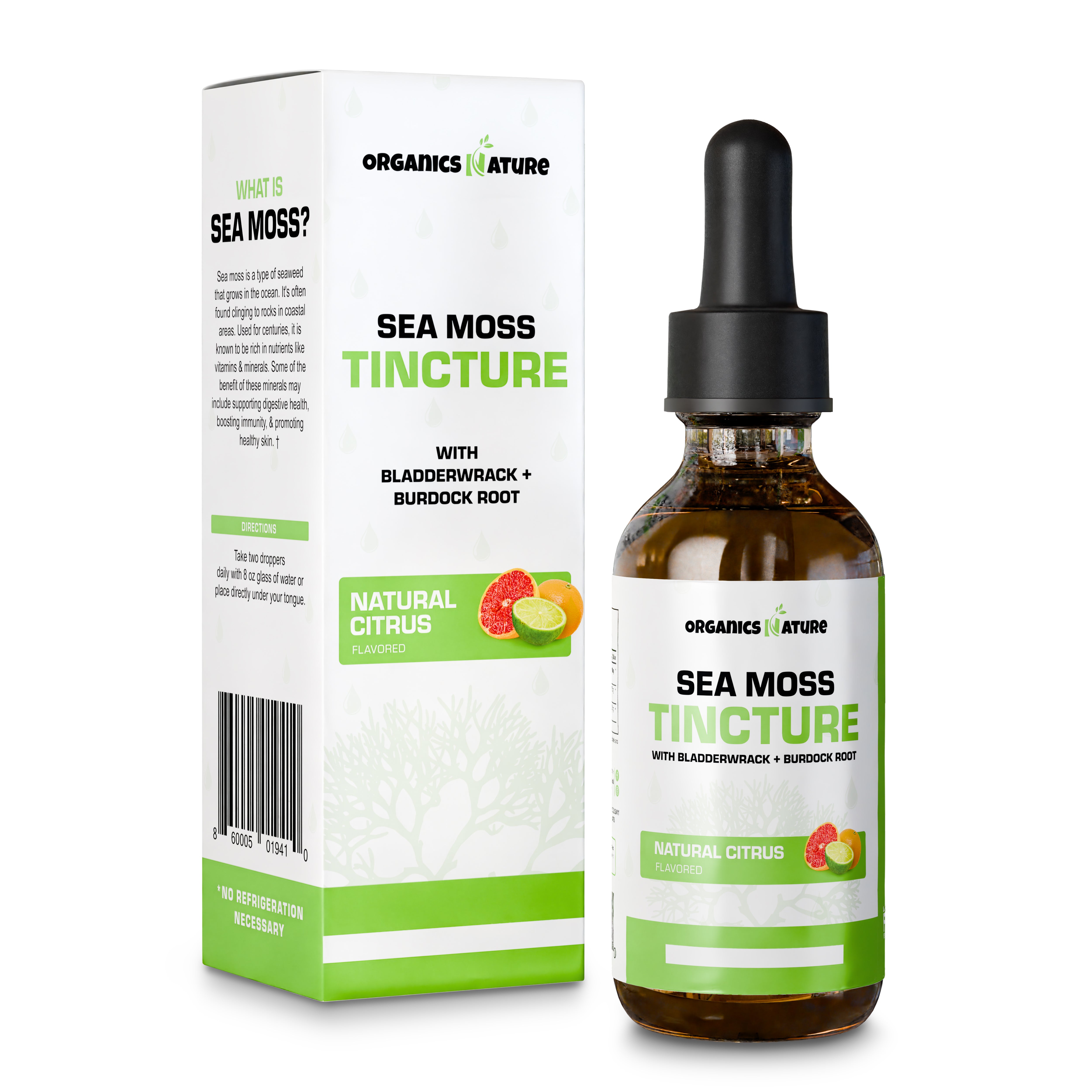 Organic Sea Moss Drops With Bladderwrack & Burdock Root - 60ml Liquid For Joint & Digestion