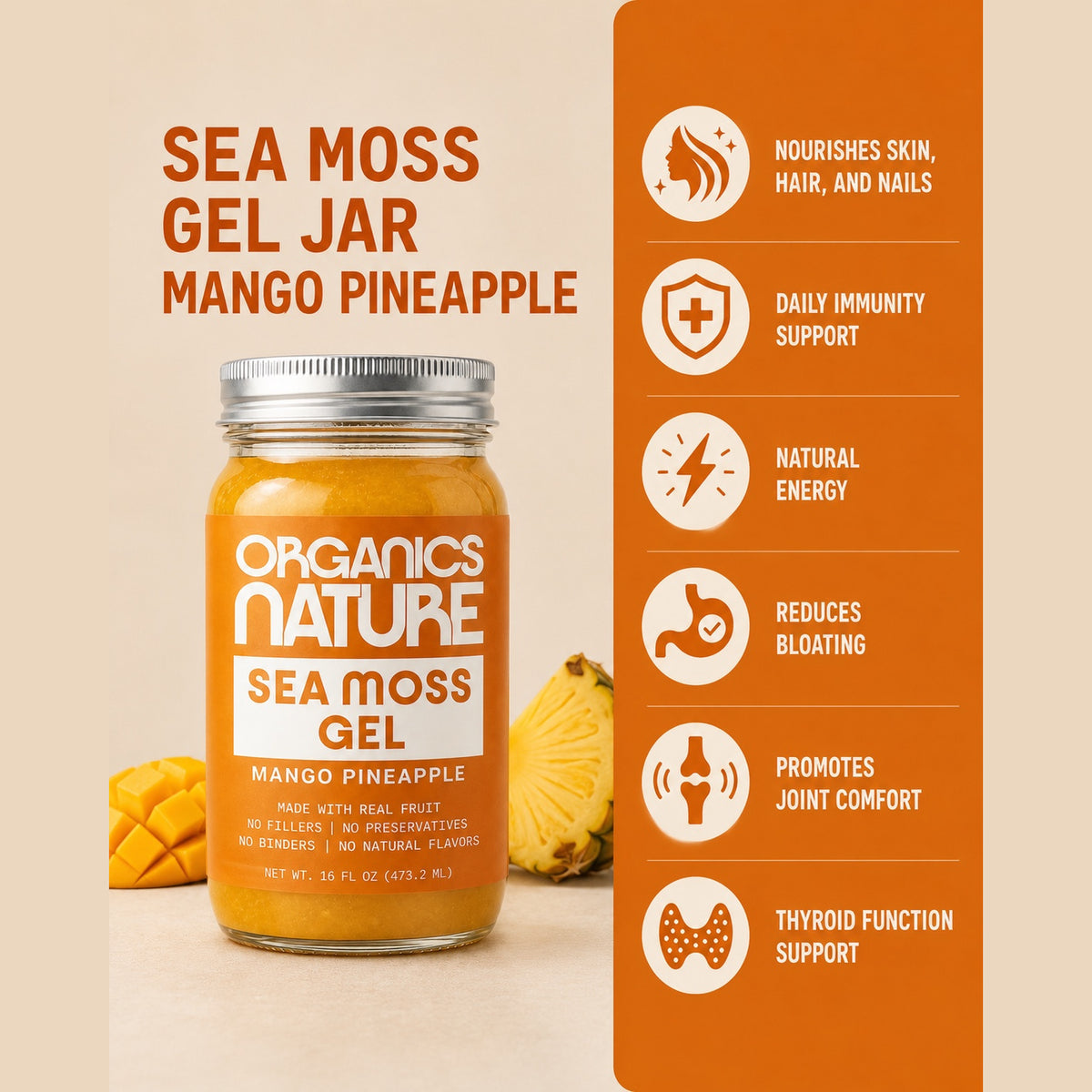 Sea Moss Gel Jar - Mango Pineapple