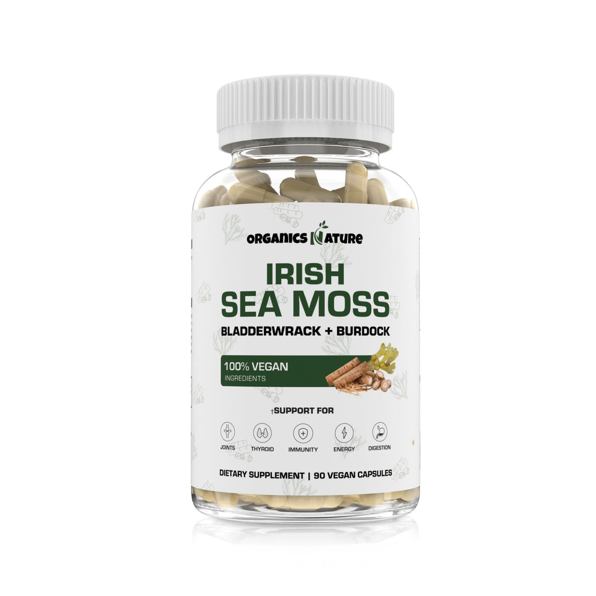 Sea Moss Capsules with Bladderwrack & Burdock 3 Bottles Organics Nature
